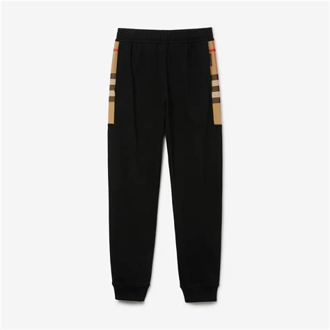 check trim cotton jogging pants